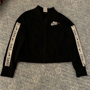Nike Girls Black White Full Zip Jacket: Medium